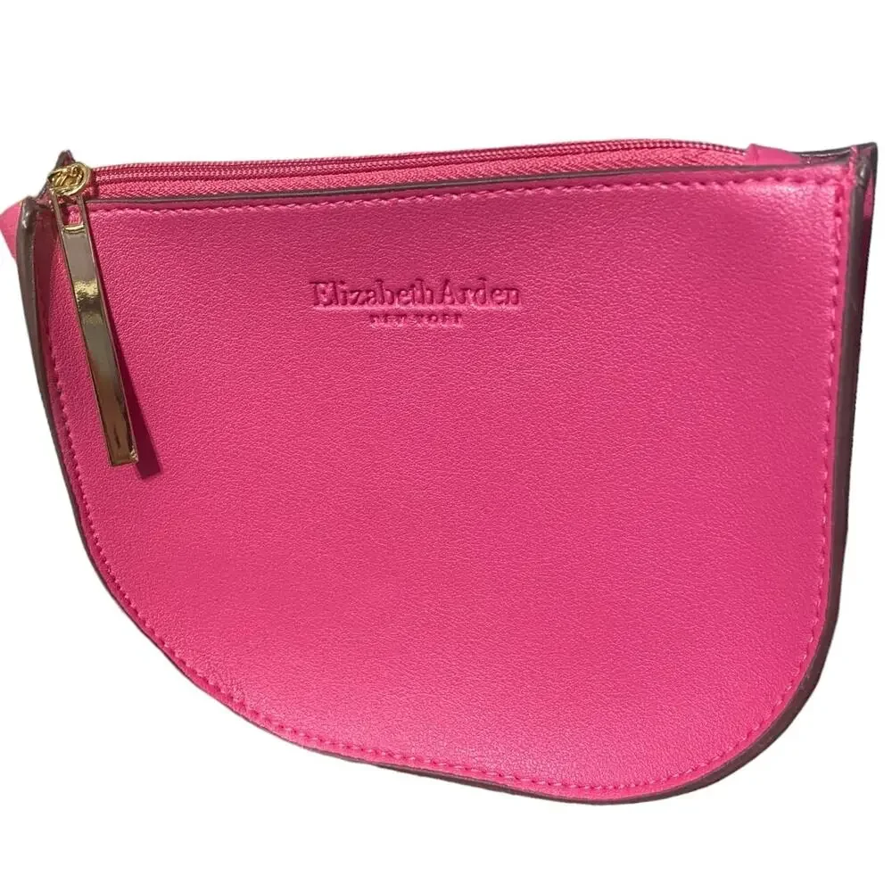 NEW Elizabeth Arden mini pink cosmetic or jewelry bag with gold‎ tone hardware